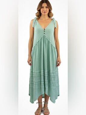 Free People Bay Breeze Maxi Dress Womens M Mint Green Sleeveless Boho Beach